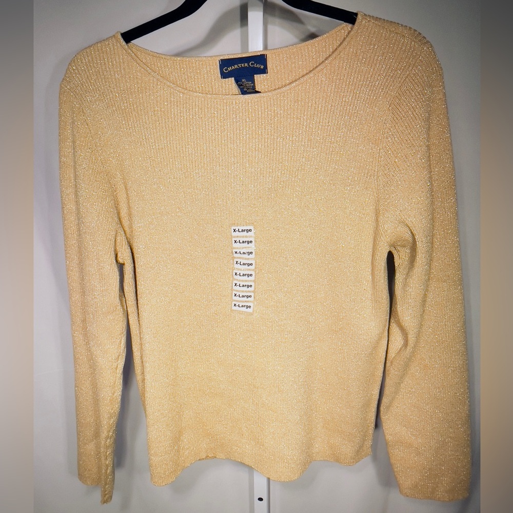 Charter Club Women's Sweater Crewneck Size XL Cabincore Grandmacore Minimalist